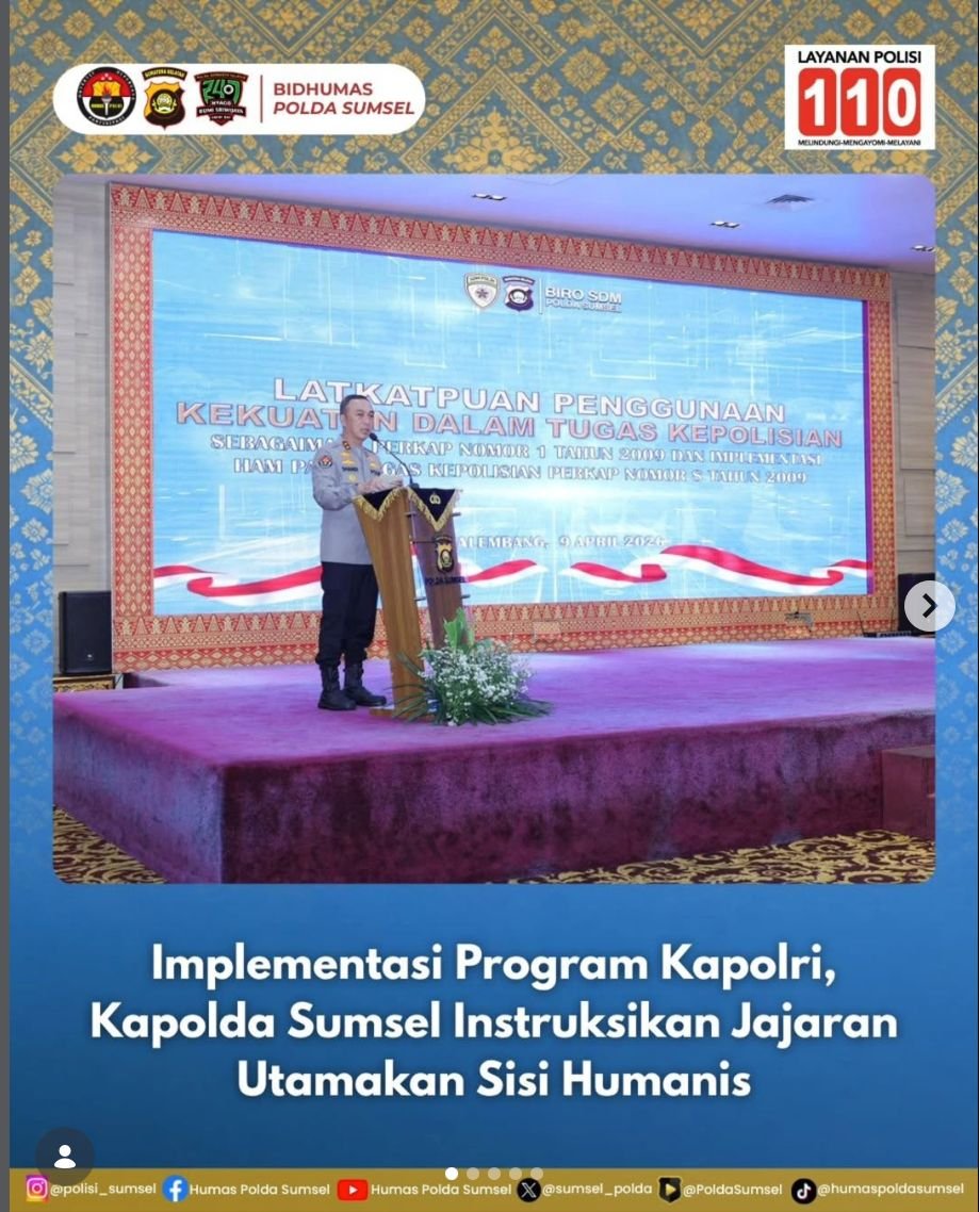 Implementasi Program Kapolri, Kapolda Sumsel Instruksikan Jajaran Utamakan Sisi Humanis